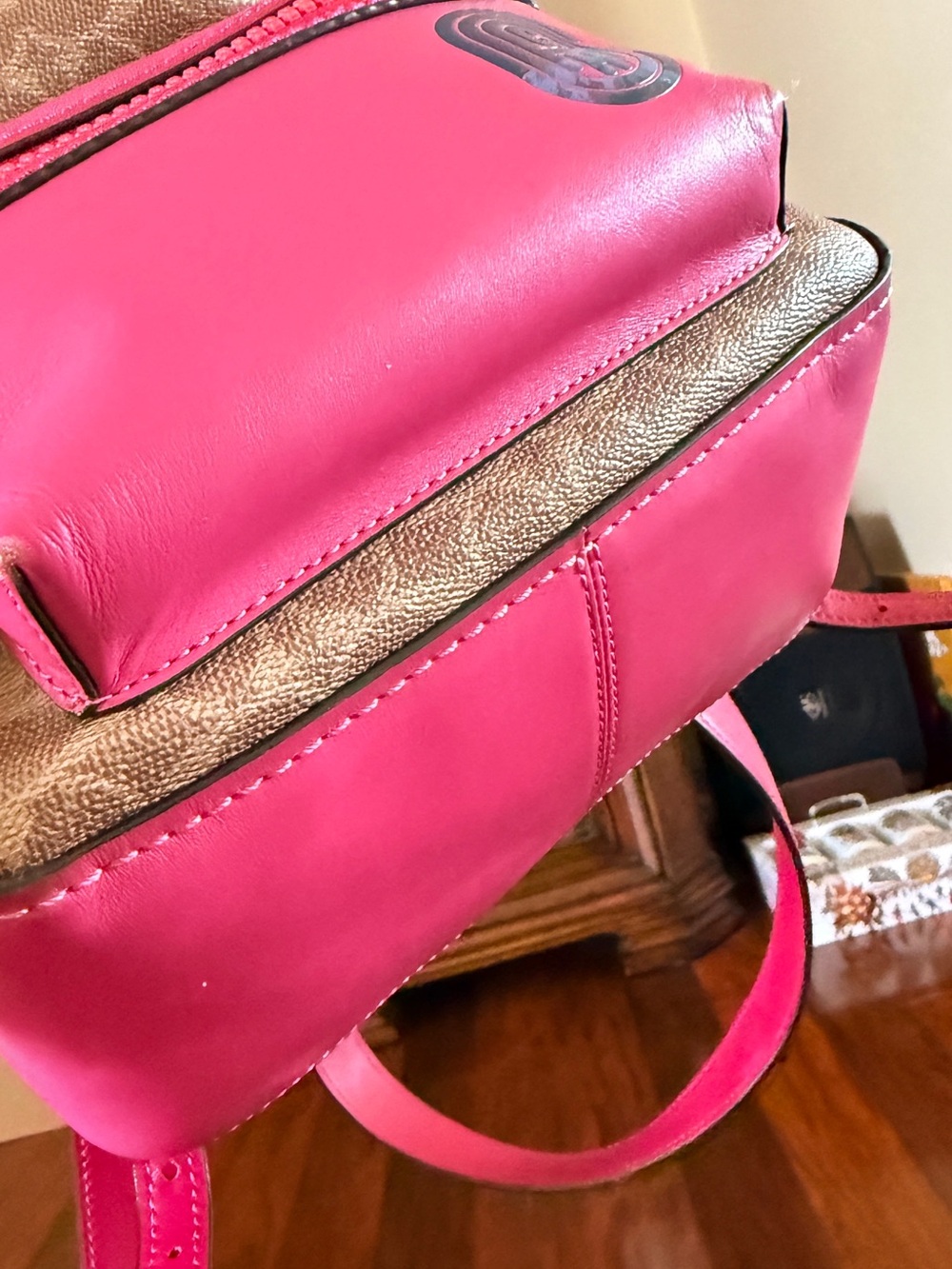 Coach Pink Signature Canvas Mini Backpack - Picture 9 of 10